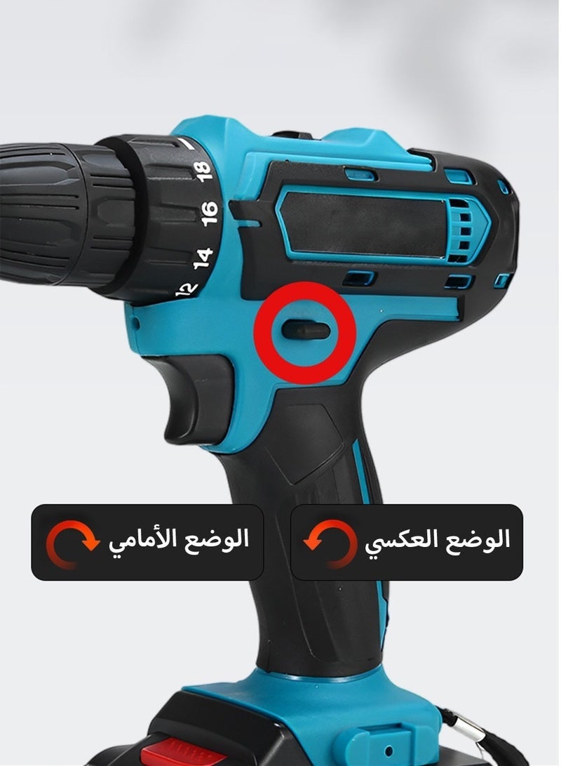 Bukela Electric Impact Drill Screwdriver Set Electric Multi-Functional Rechargeable Drill Lithium-Ion Drill Power Tools Package Electric Screwdriver Electric Drill Hand Drill Built-in LED Work Light Drilling Tool 28V Two Power And One Charger 24pcs Set - Image 5