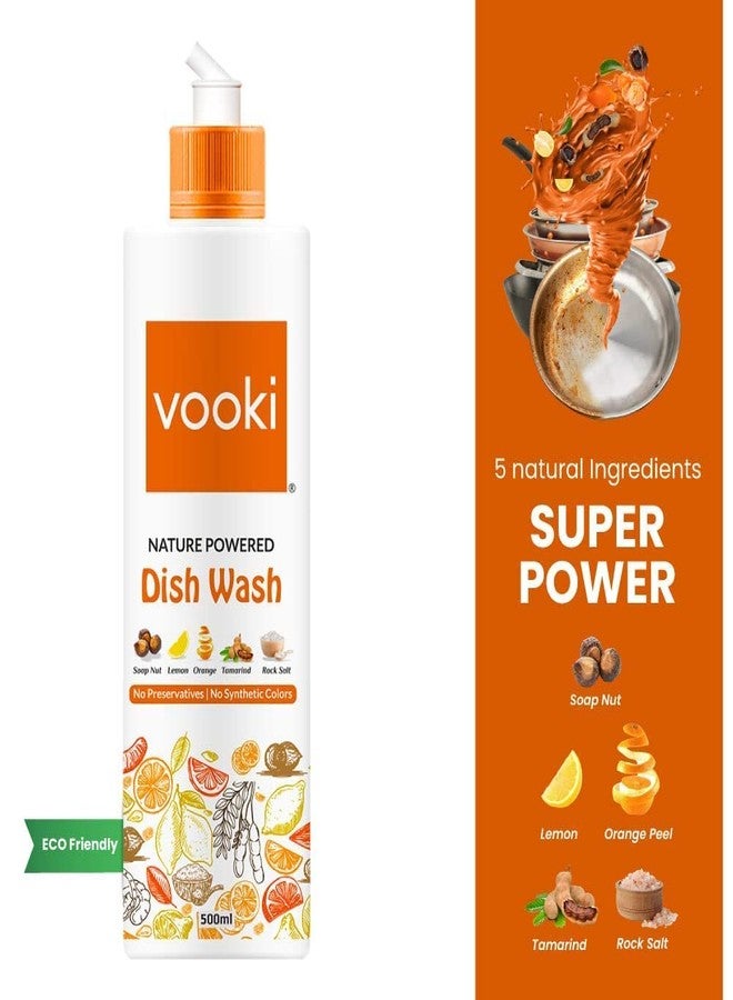 Vooki Nature Powered Natural Dish Wash Gel, No Preservatives, No Synthetic Colors - 500 ml (Pack of 1) - Image 2