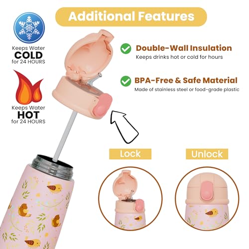 Speedex Vista Insulated Stainless Steel Kids Water Bottle Flask Vacuum-Insulated Hot & Cold Sipper Bottle For Boys & Girls | Leak-Proof, BPA-Free Design, 330 Ml (PRINTED-VI3306) - Image 3