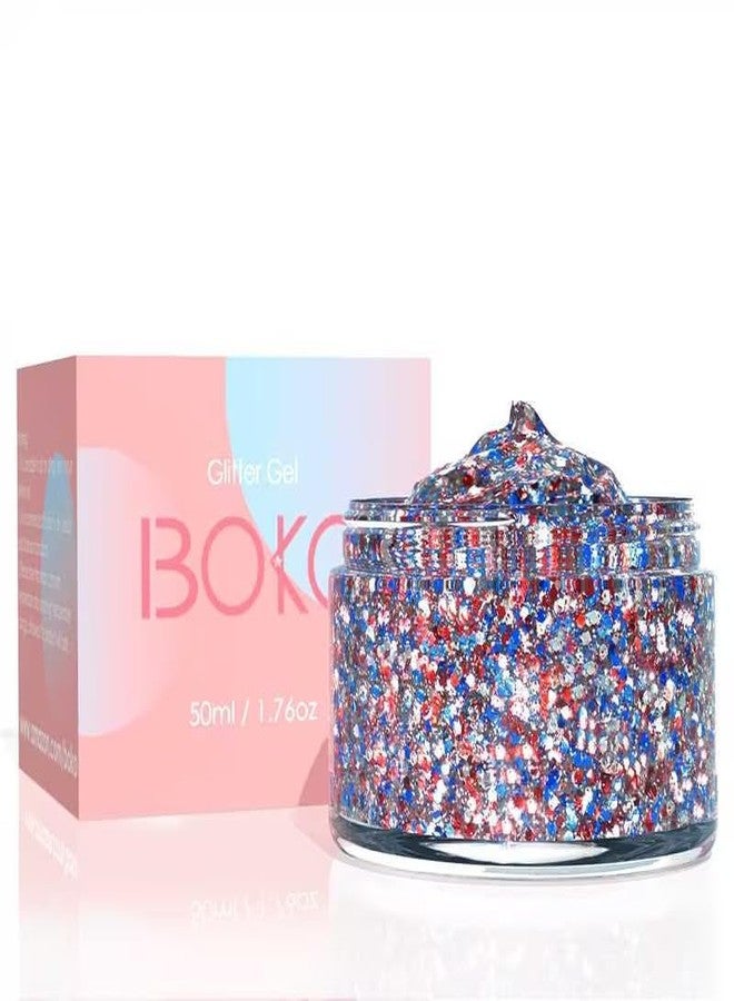 Boko 50ML Body Glitter Gel, Red White Blue 4th of July Chunky Glitter for Face Hair Body Makeup, Patriotic Glitter for USA Independence Day Memorial Day Veterans Day Flag Party Rave Accessories - Image 1
