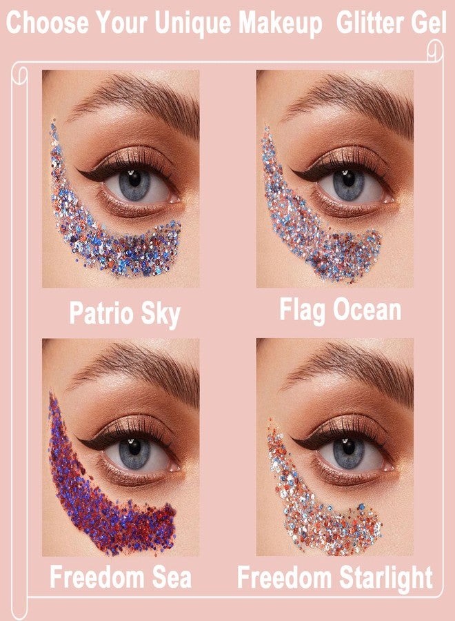 Boko 50ML Body Glitter Gel, Red White Blue 4th of July Chunky Glitter for Face Hair Body Makeup, Patriotic Glitter for USA Independence Day Memorial Day Veterans Day Flag Party Rave Accessories - Image 3