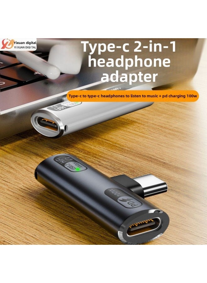 Generic TYPE-C Headset 1-2 Adapter Supports 100WPD Fast Charging 10GB Transmission Call 2-in -1 Converter-Interface Form:Audio 202c-100 Gray  - Image 2