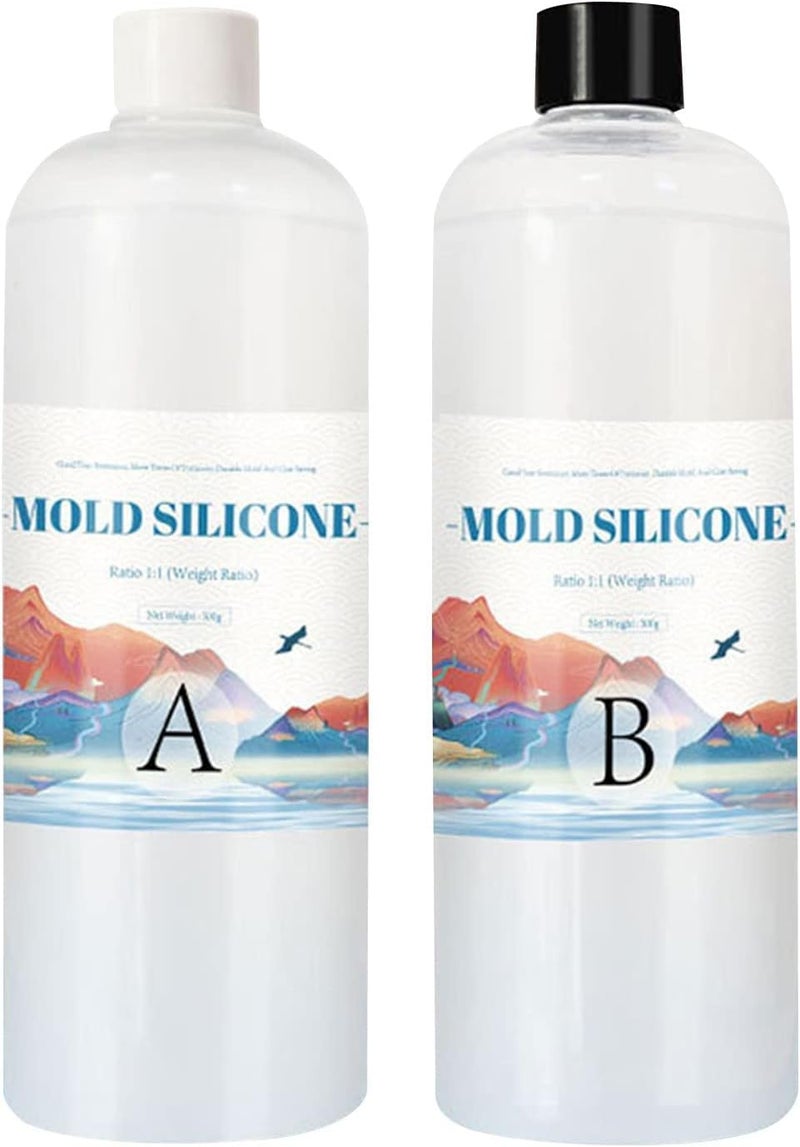 Artnery 500g Silicone Mold Making Kit Liquid Translucent Mold UV Resin DIY Non Toxic Translucent High Tear Resistant MultiPurpose Clear
