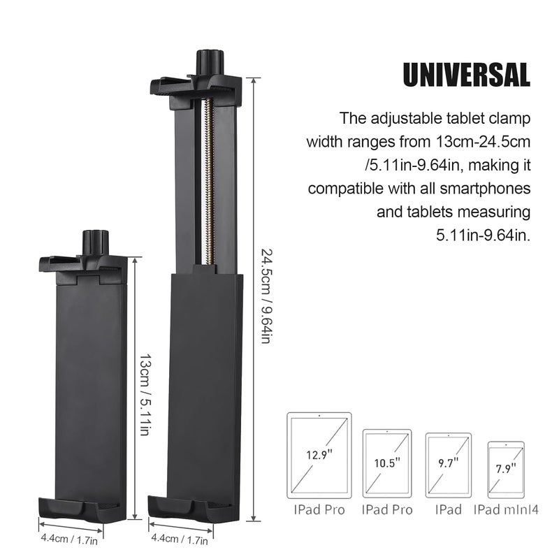 FKU 360° IPAD Tablet Mount Adapter for Tripod Camera Stand Clip Bracket with Adjustable Clamp for Smartphones & All Types of Tripods (Tablet IPAD Holder Clamp) - Image 5