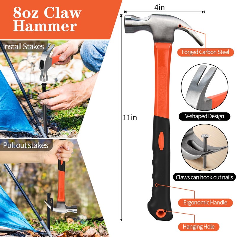LFSEMINI Tent Stakes And Hammer Set, 16 Pack 12In Heavy Duty Forged Steel Tent Stakes + 11In Camping Hammer + Storage Pouch, Available In Rocky Place - Image 4