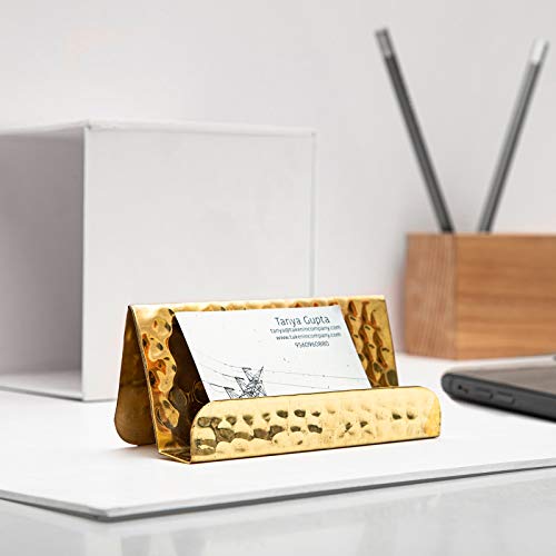 GoCraft Business Card Holder Stand | Fits 20-30 Business Cards (Pure Brass) - Image 5