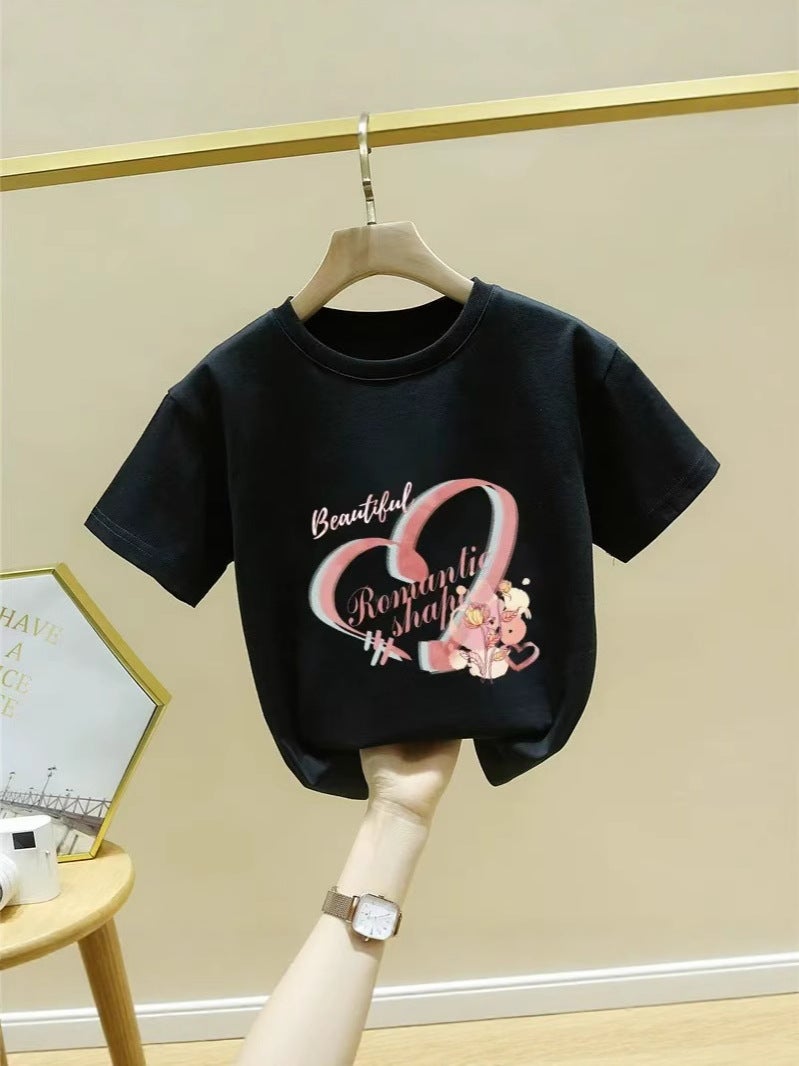 Girls Short-Sleeved T-Shirt Summer Kidsren'S Clothing Trendy Big Kidsren Half-Sleeved Tops Kidsren'S Pure Cotton Fashionable Summer Clothes - Image 3