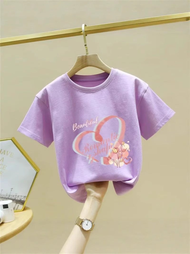 Girls Short-Sleeved T-Shirt Summer Kidsren'S Clothing Trendy Big Kidsren Half-Sleeved Tops Kidsren'S Pure Cotton Fashionable Summer Clothes - Image 5