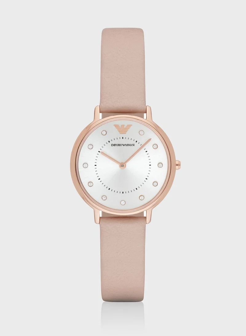 EMPORIO ARMANI Leather Strap Analog Watch