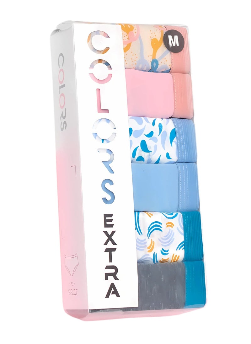 COLORS - Pack of 6 Brief Panties Extra for Women - Image 1