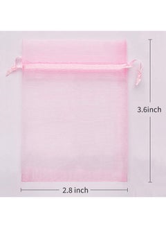 Akstore 100Pcs 2.8"X3.6"(7X9Cm) Sheer Drawstring Organza Jewelry Pouches Wedding Party Christmas Favor Gift Bags (Pink)  - Image 2