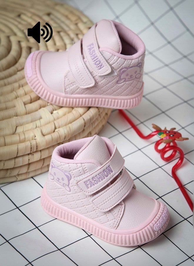 KATS Unisex Kids Mid-Top Sneakers with Velcro Closure in Pink - Image 1