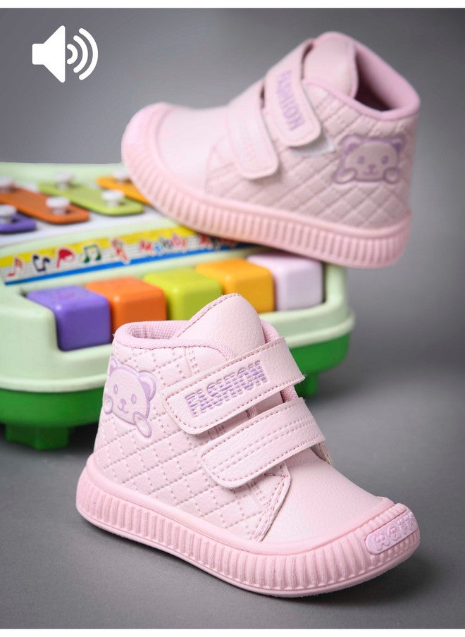 KATS Unisex Kids Mid-Top Sneakers with Velcro Closure in Pink - Image 2