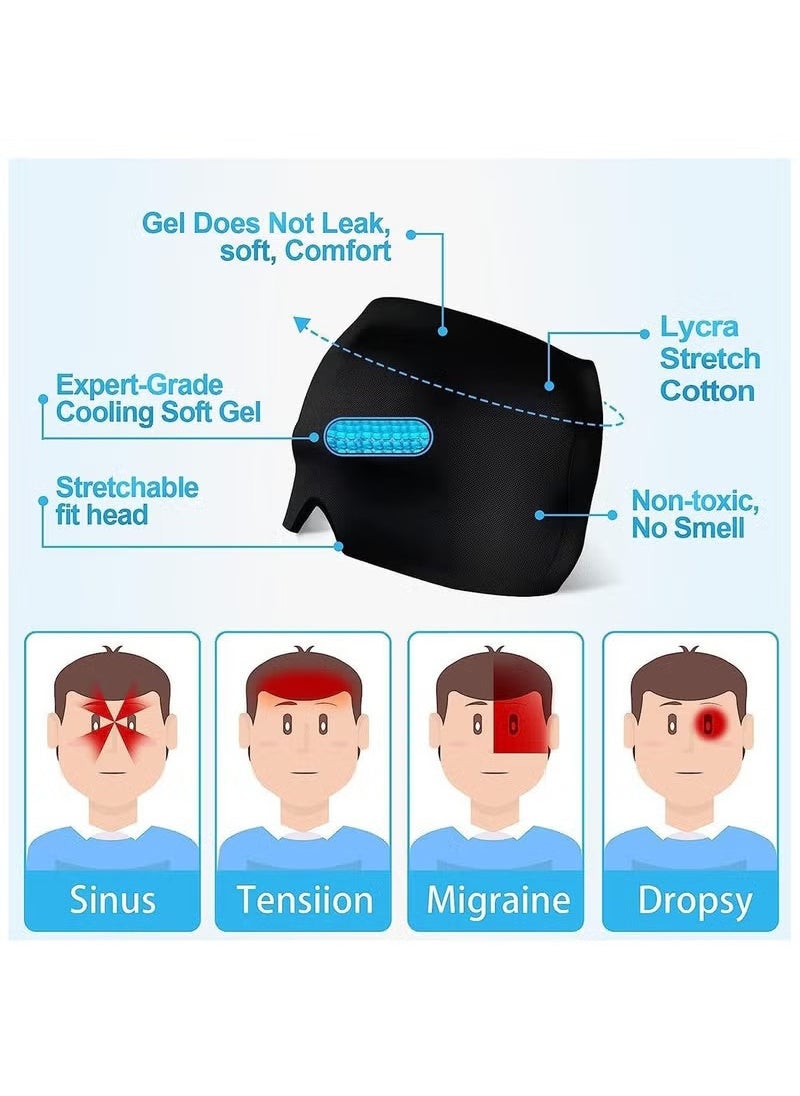 Arabest Headache Relief Hat, Ice Gel Headache Migraine Relief Hat, Cold Hot Therapy Headache Relief Cap for Puffy Eyes, Tension, Sinus & Stress Relief (Black)  - Image 3