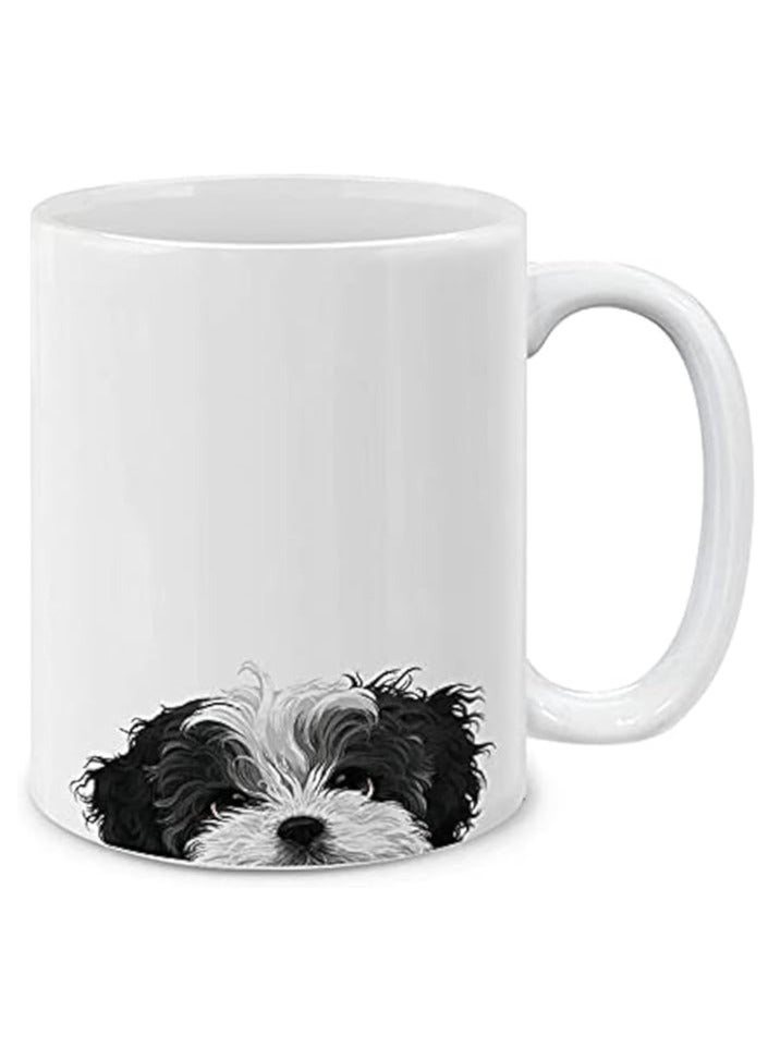 RYN Black White Shih Tzu Ceramic Coffee Mug Tea Cup, 11 OZ - Image 1