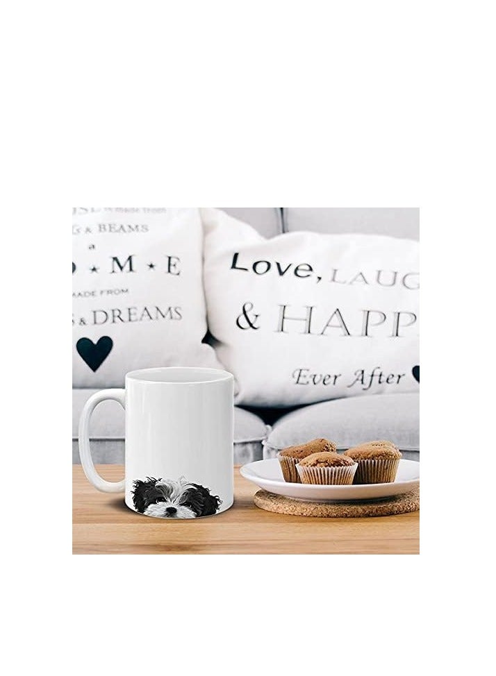 RYN Black White Shih Tzu Ceramic Coffee Mug Tea Cup, 11 OZ - Image 2
