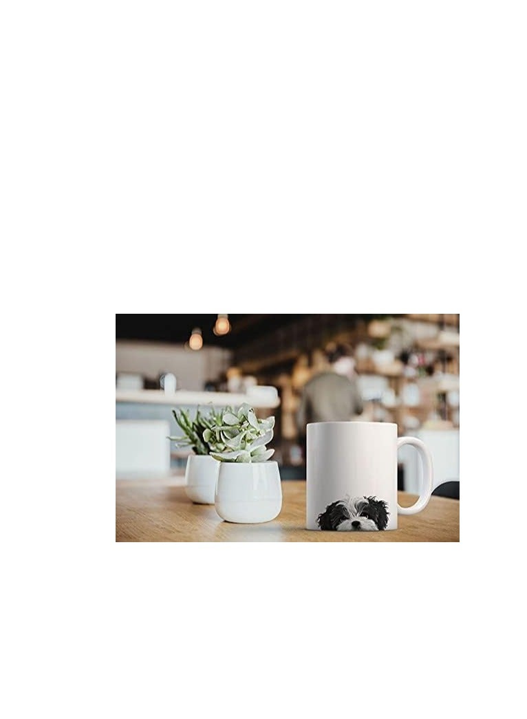 RYN Black White Shih Tzu Ceramic Coffee Mug Tea Cup, 11 OZ - Image 3