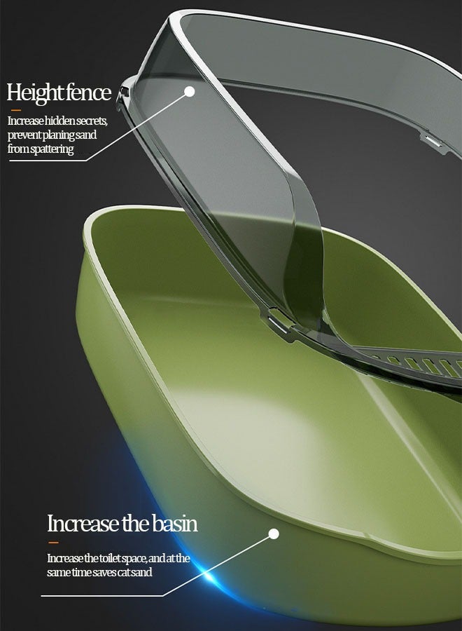 Semi-Enclosed Sifting Litter Box High Sides Cat Litter Box Anti-Splash with Spoon Clean Cat Pet Tray Kitten Open Top Litter Tray Travel Cat Toilet Cat Litter Pan(Black) - Image 3