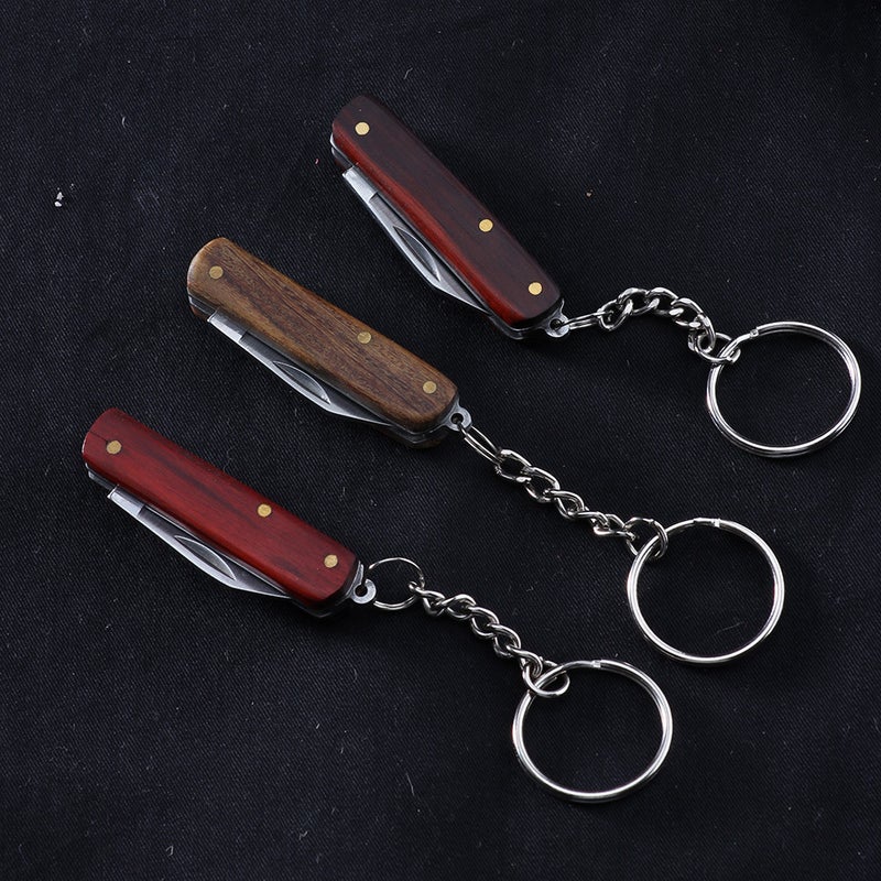 Sale Sandalwood Knife Outdoor Portable Keychain Folding Knife Camping Lock-Free Sharp Folding Knife - Image 5