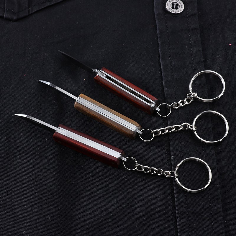Sale Sandalwood Knife Outdoor Portable Keychain Folding Knife Camping Lock-Free Sharp Folding Knife - Image 4