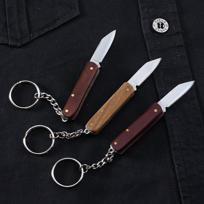 Sale Sandalwood Knife Outdoor Portable Keychain Folding Knife Camping Lock-Free Sharp Folding Knife - Image 3