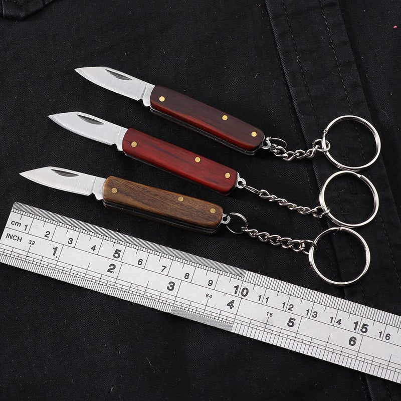 Sale Sandalwood Knife Outdoor Portable Keychain Folding Knife Camping Lock-Free Sharp Folding Knife - Image 2