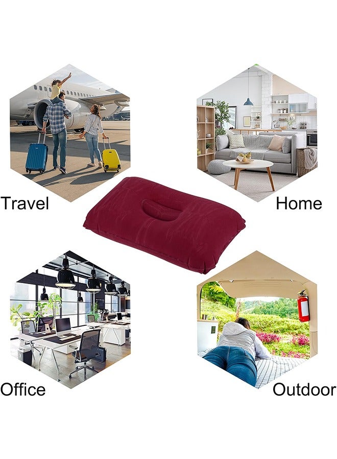 Generic Inflatable Pillow, 2 Pack Ultralight Camping Travel Pillow Desk Rest Neck Support for Hiking Backpacking Office, Wine Red - Image 5