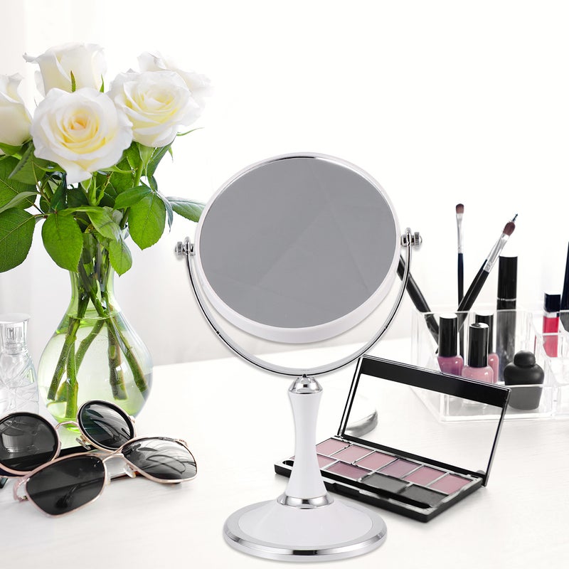 💄 مرآة مكياج مكتبية بيضاء ذات وجهين مع رموز تجميل محمولة للاستخدام الشخصي للنساء - Image 3
