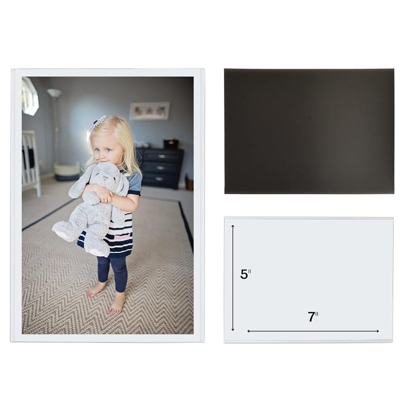 Magtech Magnetic Photo Pocket Picture Frame White Holds 5 x 7 Inches Photos 10 Pack Made in the USA 15710