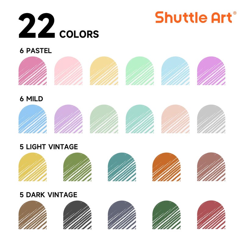 Shuttle Art Colored Retractable Gel Pens, 22 Ink Colors, 6 Mild 6 Pastel 5 Light Vintage and 5 Dark Vintage, Cute Pens Fine Point Soft Barrel for Writing Journaling Note Taking School Office Home - Image 2