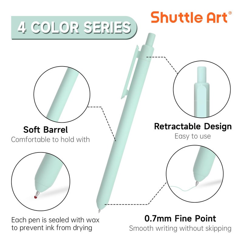Shuttle Art Colored Retractable Gel Pens, 22 Ink Colors, 6 Mild 6 Pastel 5 Light Vintage and 5 Dark Vintage, Cute Pens Fine Point Soft Barrel for Writing Journaling Note Taking School Office Home - Image 3