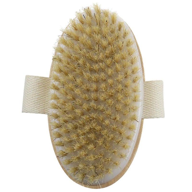 Natural Boar Bristle Body Brush With Wooden Handle For Exfoliating And Massaging Dry Wet Skin - Image 2