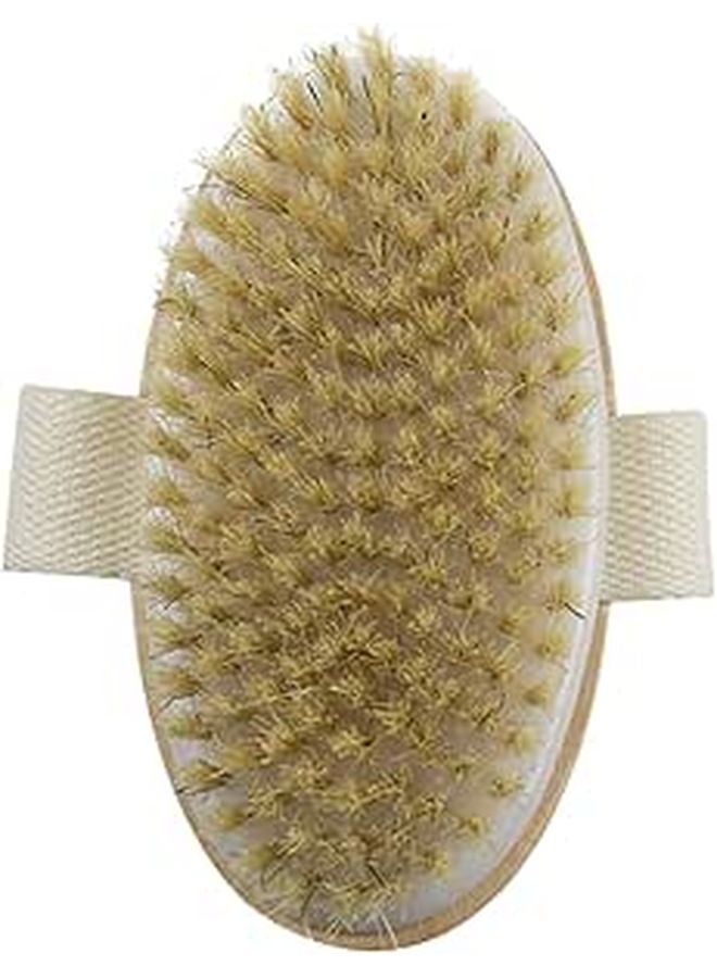 Natural Boar Bristle Body Brush With Wooden Handle For Exfoliating And Massaging Dry Wet Skin - Image 1