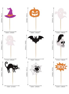 Generic Pack of 36 Cupcake Toppers Glitter Bat Witch Cat Pumpkin Spider Web Cupcake Picks Theme Baby Shower Birthday Party Cake Decorations Accessories  - Image 2