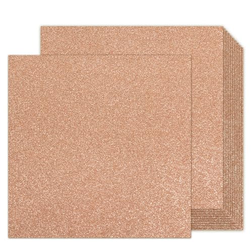 Goefun Rose Gold Glitter Cardstock 12x12 Double-Sided 24 Sheets, Goefun Gold No-Shed Glitter Paper 280GSM/100lb Pink Card Stock for Craft, Art, Invitation, Graduation, Wedding Party - Image 1
