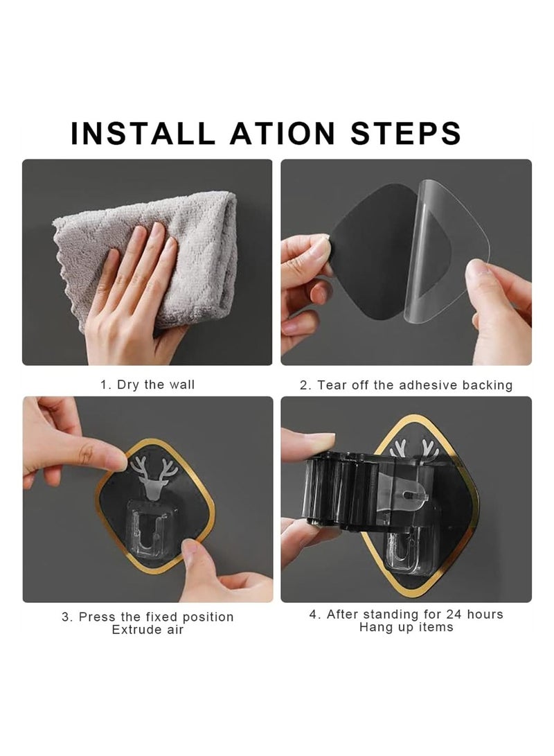 Luckam Broom Mop Holder Tidy Organizer 3 Pack Broom Holder Wall Mounted Plastic Self-Adhesive Mop Holder Mop and Broom Holder Mop Holder Wall Mounted for Storing Brush Mops and Broom Tools - Image 2
