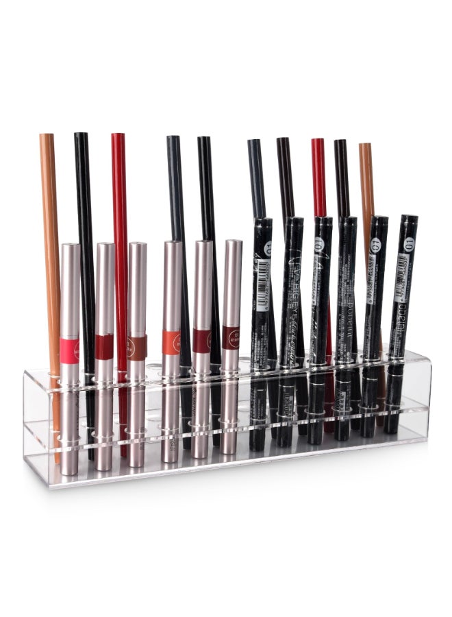 Wiojtry Acrylic Lip Liner Organizer Eyeliner Organizer 24 Standard Cosmetic Pencil Makeup Brush Makeup Display Case Refillable Container - Image 2