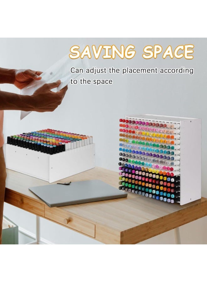 XiuWoo Adjustable Marker Organizer, Large Capacity Desktop Storage, Pens Pencils Storage, All-In-One Markers Box Hold 240 Markers for Home Classroom Office Decor - Image 4