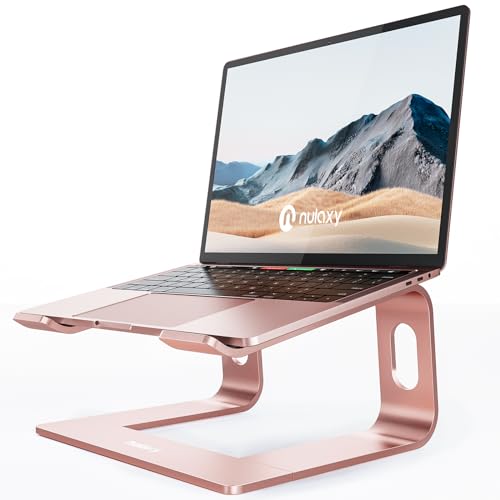 Nulaxy Ergonomic Aluminum Laptop Stand, Detachable Riser Compatible With MacBook Air Pro, Dell XPS, HP, Lenovo More 10-15.6" Laptops (D-Rose Gold) - Image 1