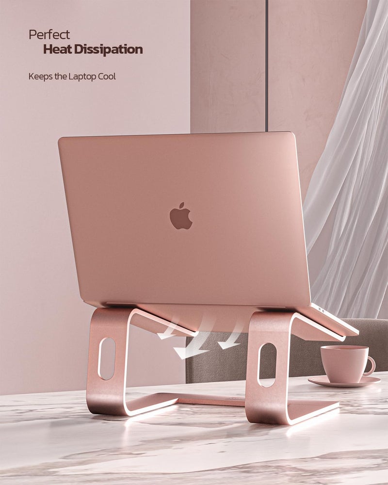 Nulaxy Ergonomic Aluminum Laptop Stand, Detachable Riser Compatible With MacBook Air Pro, Dell XPS, HP, Lenovo More 10-15.6" Laptops (D-Rose Gold) - Image 2