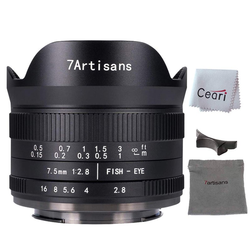 7artisans 7.5mm F2.8 II Fisheye Lens APS-C 190° Ultra Wide Angle Manual Fixed Lens, Compatible with Fujifilm X-Mount Camera X-A1, X-A2, X-at, X-M1, XM2, X-T1, X-T2, X-T10, X-Pro1, X-E1, X-E2 - Image 1