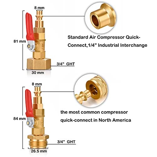 YELUN RV Winterize Blowout Adapter with 1/4" Quick Connect Plug and 3/4" Garden Water Hose Threading for Boat Camper Trailer Sprinkler Systems Irrigation Kit Fitting (With Valve) - Image 2