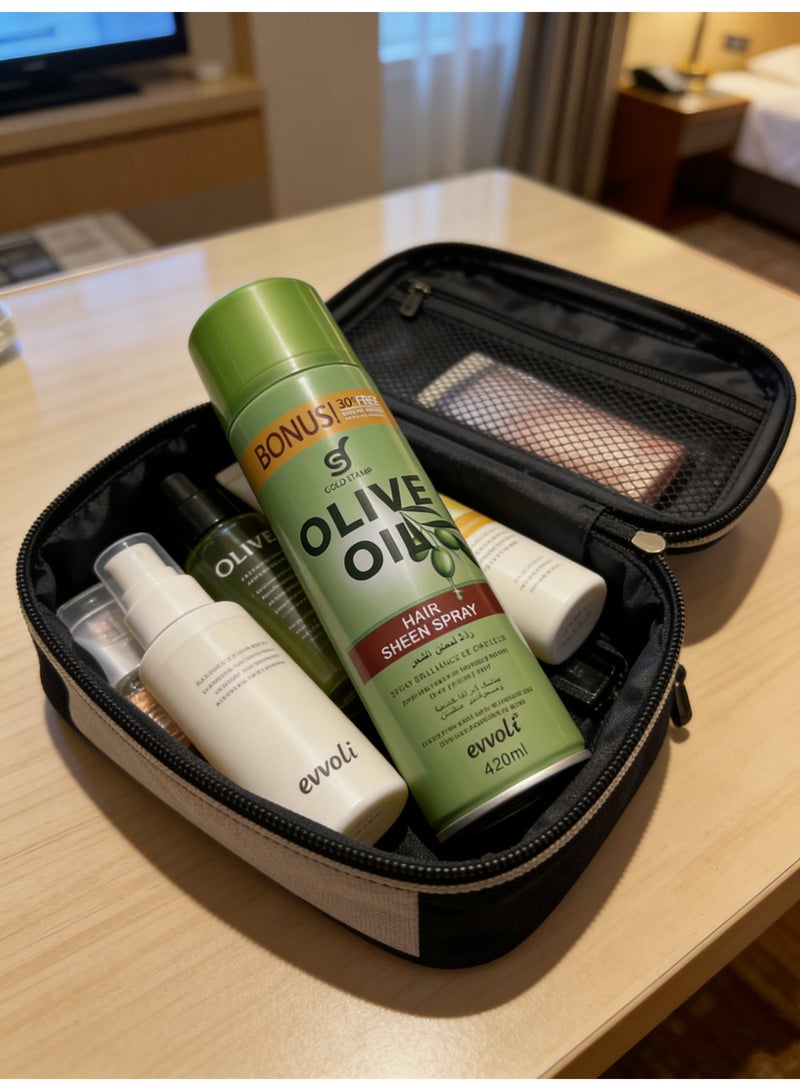 إيفولي بخاخ الشعر المغذي بزيت الزيتون إيففولي 420 مل، خالي من الكحول غير الدهني، يوفر لمعانا صحيا طبيعيا للشعر الجاف والعطش لشعر ناعم ولامع وخالي من التجعد - Image 5