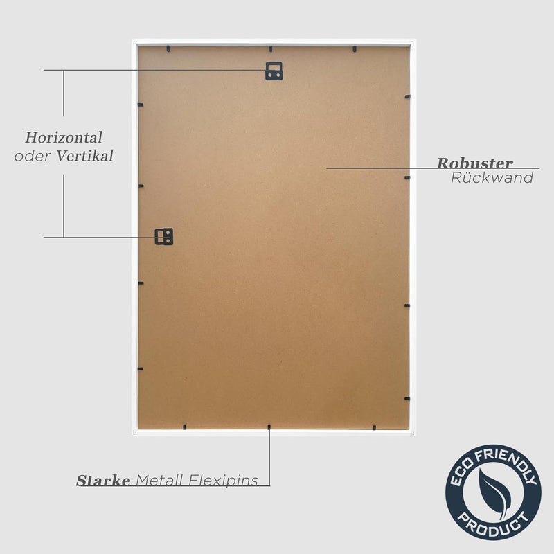 إطار صور VUVUZULA A2 خشب أبيض مجموعة من 2 42 × 59.4 سم إطارات صور إطار خشبي إطار MDF DIN A2 للملصقات سهل العناية اليومية - Image 4