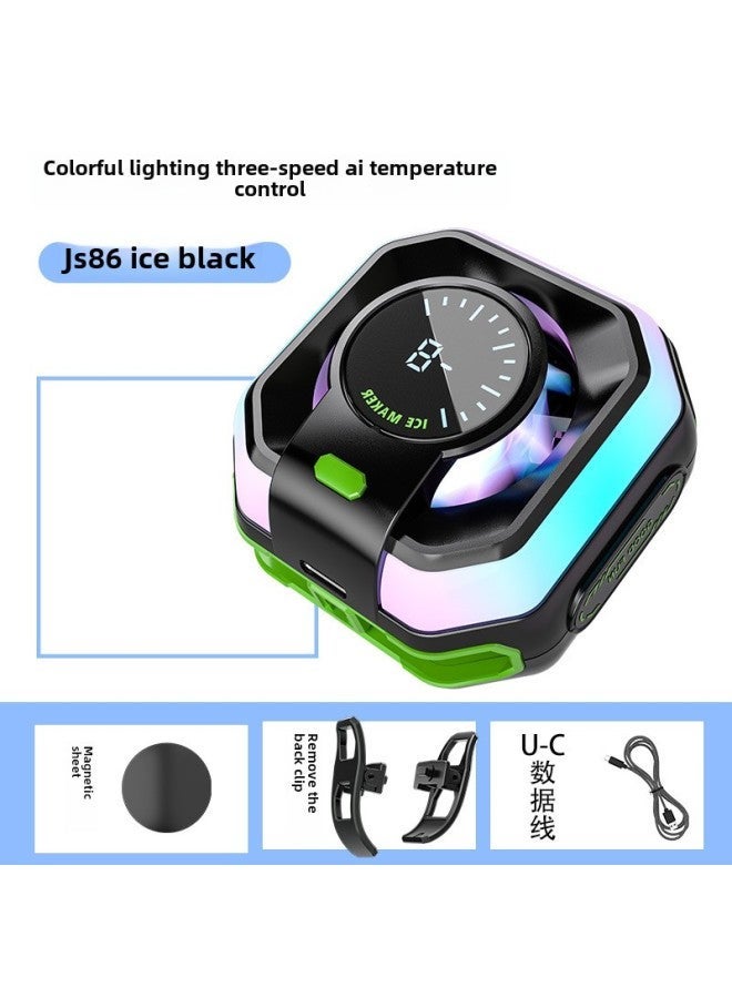 Mobile Phone Radiator Semiconductor Icing Rechargeable Digital Display Mute Magnetic Wireless Charging And Cooling Artifact-Color:Js86 Icing┃Digital Display┃Black┃Belt Clip - Image 1