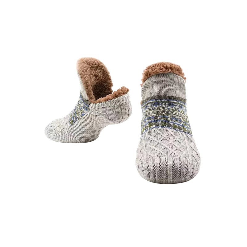 Barakah جوارب منزلية للنساء والرجال، جوارب مبطنة بفليس شيربا، جوارب غير قابلة للانزلاق، جوارب منزلية ناعمة، جوارب دافئة للسرير، جوارب شتوية مريحة، نعال دافئة للمنزل - Image 1