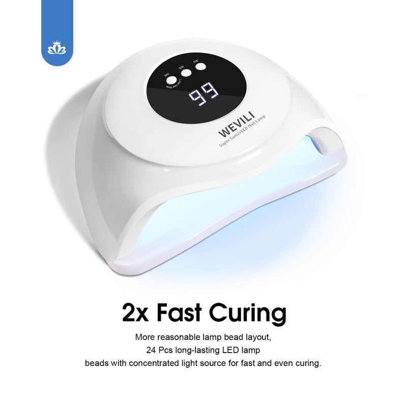 WEVILI 72W UV Nail Lamp, UV Light for Gel Nails with Smart Sensor, 3 Timer Settings & LCD Display, Portable Fast Curing Nail Dryer for Salon and Home Use (White) - Image 2