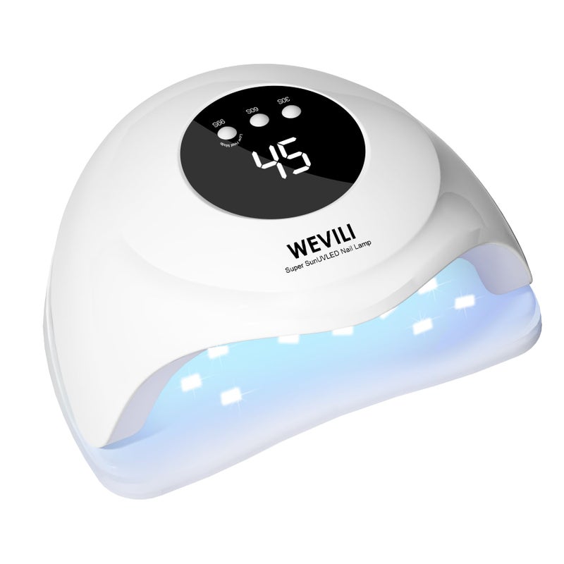 WEVILI 72W UV Nail Lamp, UV Light for Gel Nails with Smart Sensor, 3 Timer Settings & LCD Display, Portable Fast Curing Nail Dryer for Salon and Home Use (White) - Image 1