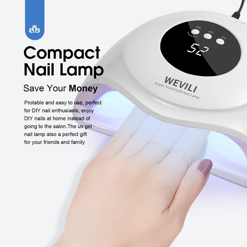 WEVILI 72W UV Nail Lamp, UV Light for Gel Nails with Smart Sensor, 3 Timer Settings & LCD Display, Portable Fast Curing Nail Dryer for Salon and Home Use (White) - Image 5