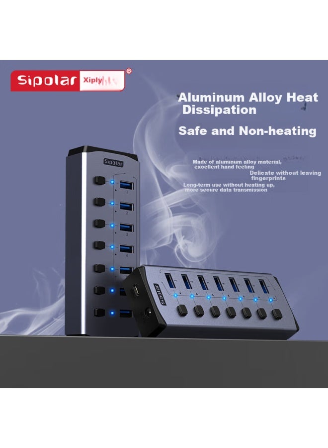 Sipolar Usb 3.0 Hub Splitter 1-to-7 High-speed Expansion Dock Hub Splitter Extension Line Desktop Laptop Multi-interface Converter Expansion Dock - Image 4